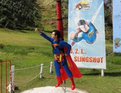Action Valley-Lift off on a 100 meter Slingshot in Cusco