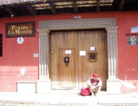 Hotel Posada La Merced-Stay at a hotel with a direct view to the Agua volcano just around the corner of a colonial church